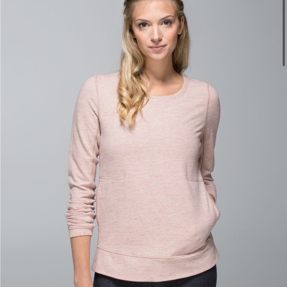 Lululemon Exhalation Pullover in Heathered Marled Mojave Magenta